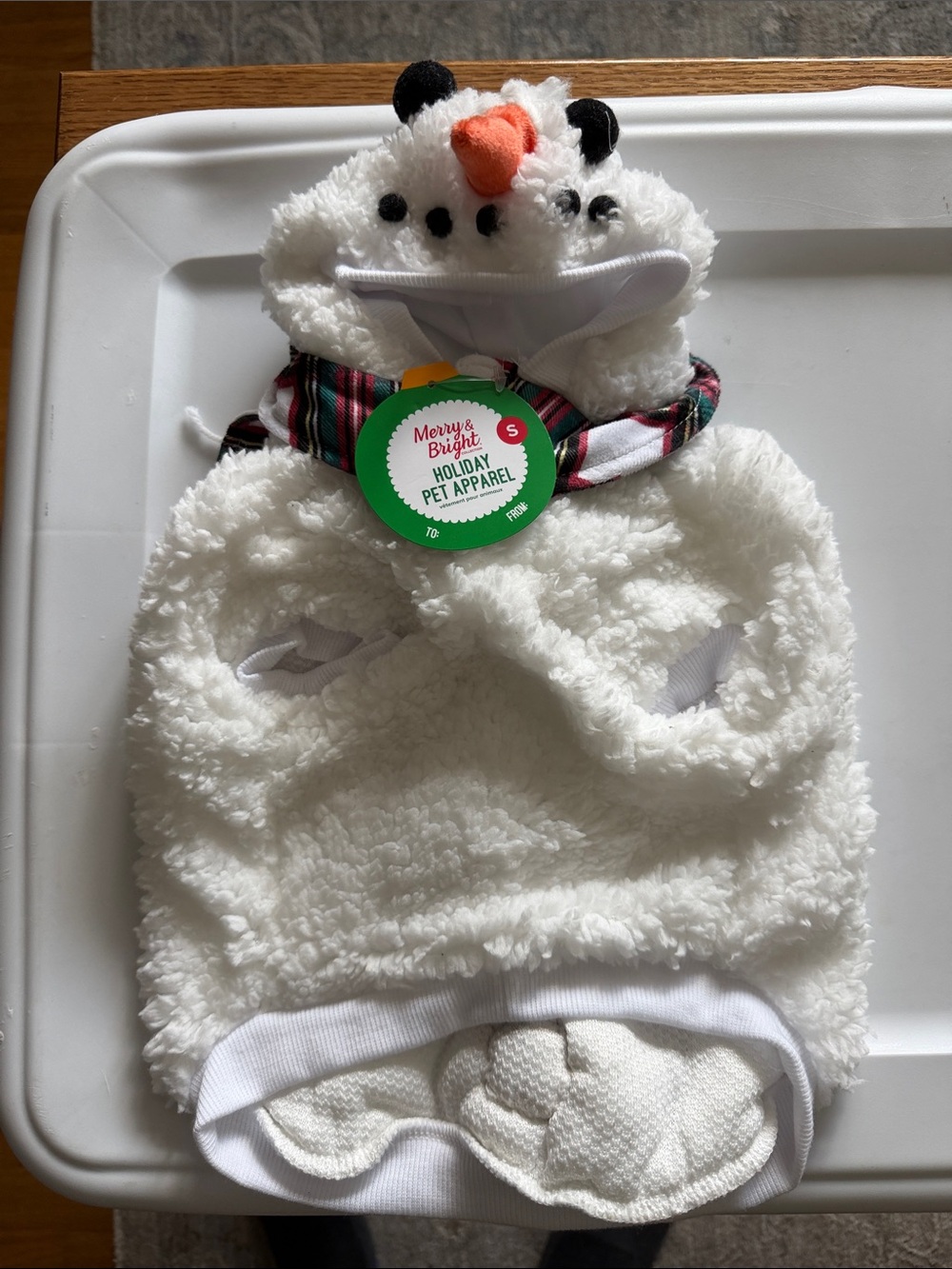 Holiday Snowman Pet Costume - White Plush